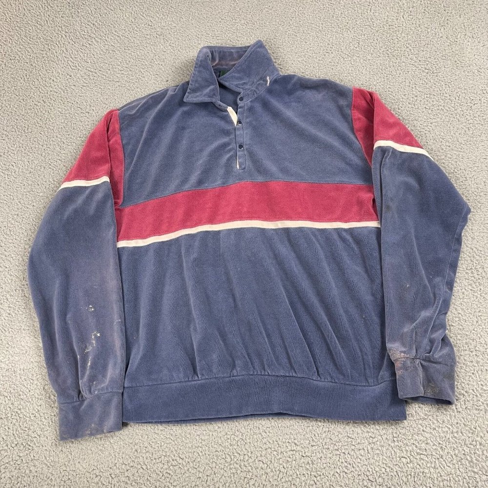 Vintage Oakton‎ Sweater Multicolor Men Adult Size Large L 90s Henley button